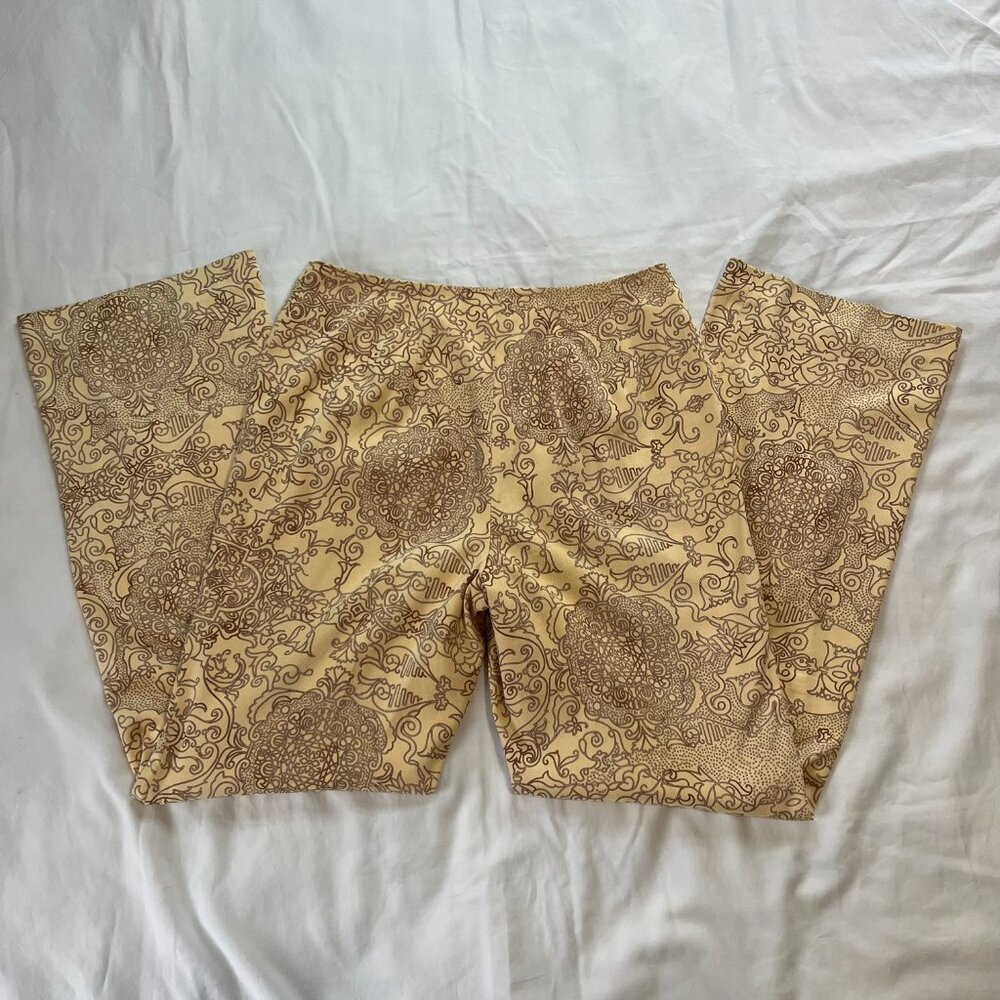 Talbots Yellow Velvet Y2K Ornate Pattern High Waist Pants | Size 6 - Picture 7 of 9